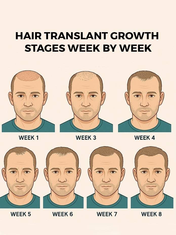 Hair transplant growth stages week by week – A full hair transplant timeline